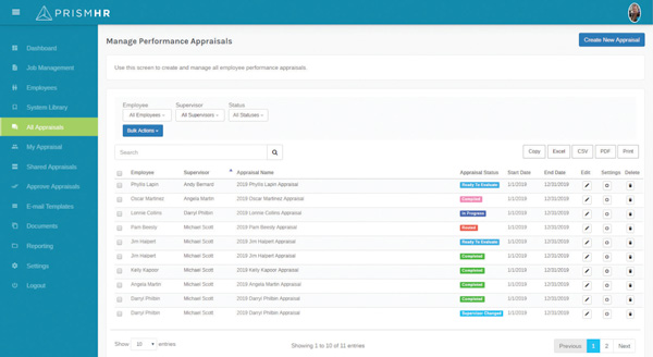 Our employee performance management software makes it easy to manage performance reviews within the PrismHR dashboard