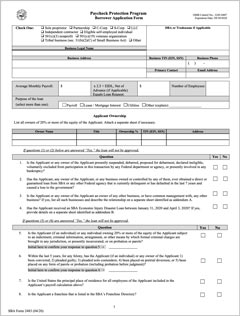 Click image to view the application form for the Paycheck Protection Program loans on the SBA website. 
